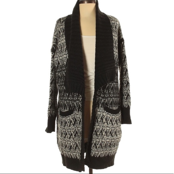 Cynthia Rowley Wool Alpaca south West Santa Fe fire black white cardigan sweater - Picture 1 of 10